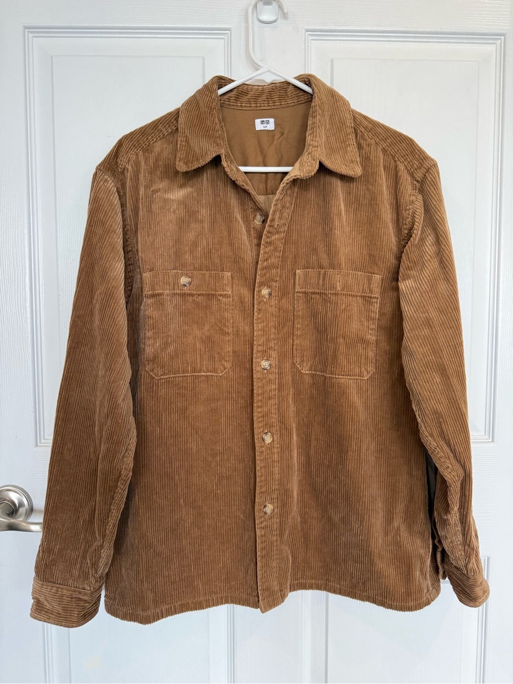 Uniqlo cotton Corduroy wide wale Button-Up Shirt caramel color